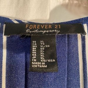 Forever 21 Navy Blue & White Long Pinstripe Dress Size XL